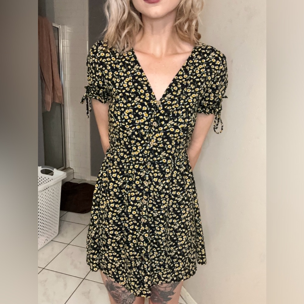 Purple Snow Sunflower Mini Dress Size S